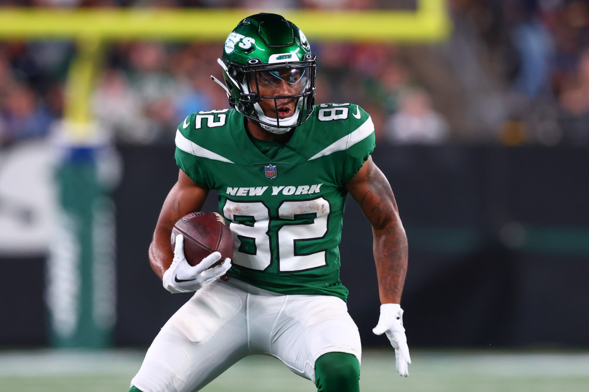 Jets' WR Xavier Gipson (82) in an NFL Preseason game against the Buccaneers